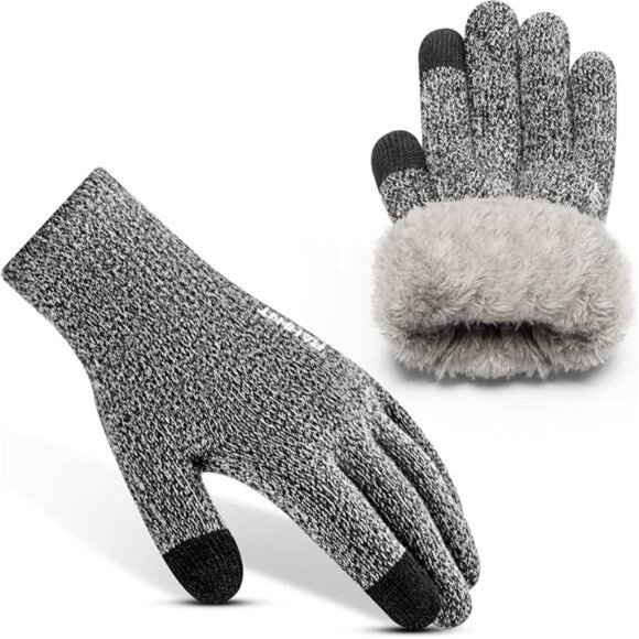 Accessories - Wool Winter Gloves Men Women Fleece lined Knit Gloves with Touchscreen